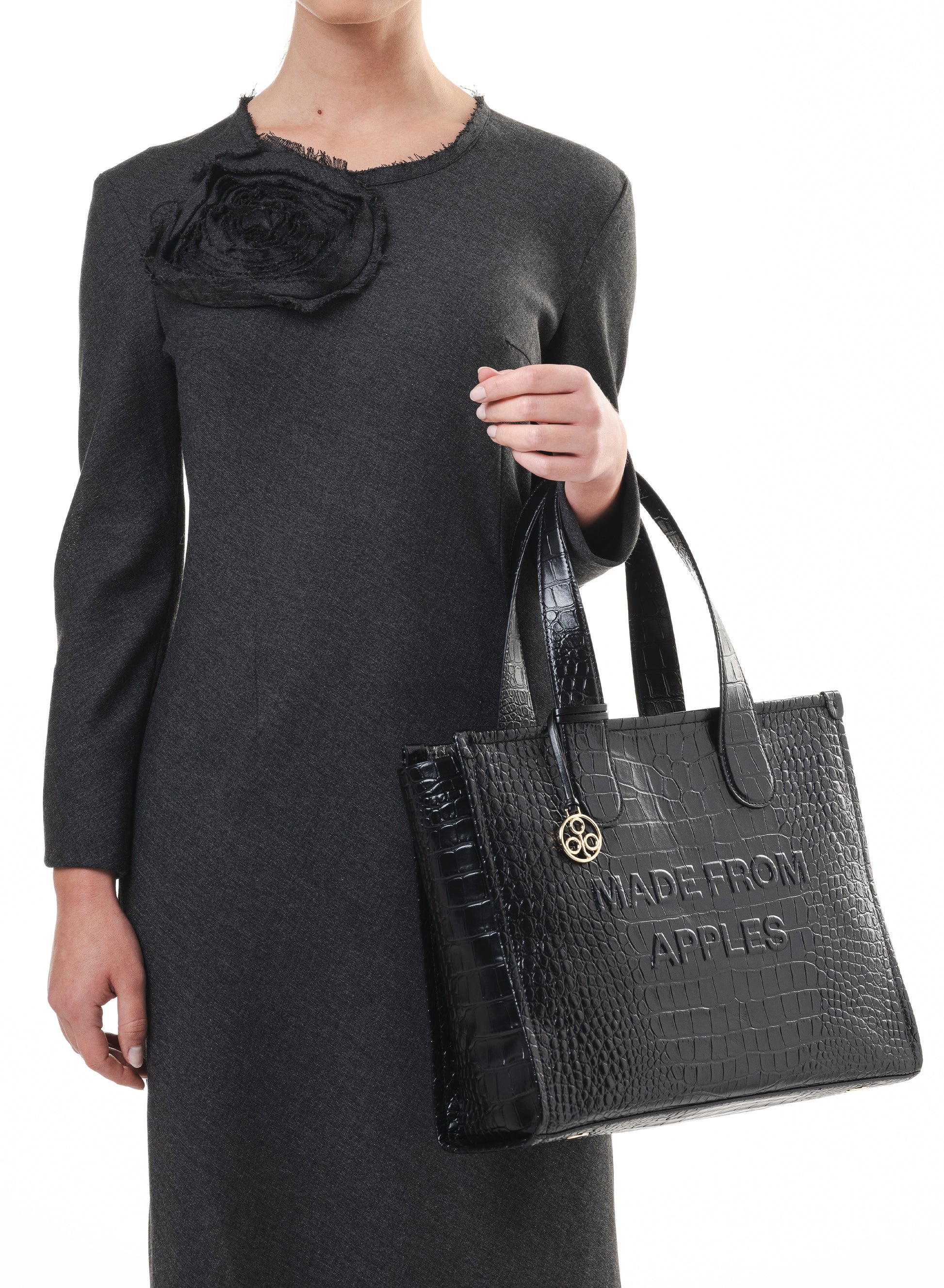 Alma Tote Bag L Nero Croco - Apple